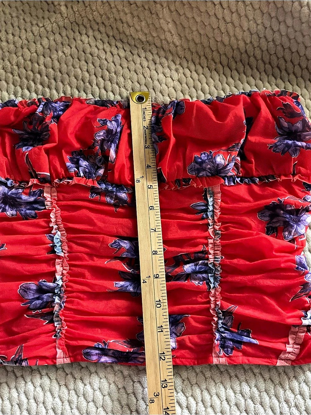 Diane von Furstenberg ruched bandeau top Floral Ruched Crop Top Size Small - Picture 4 of 6